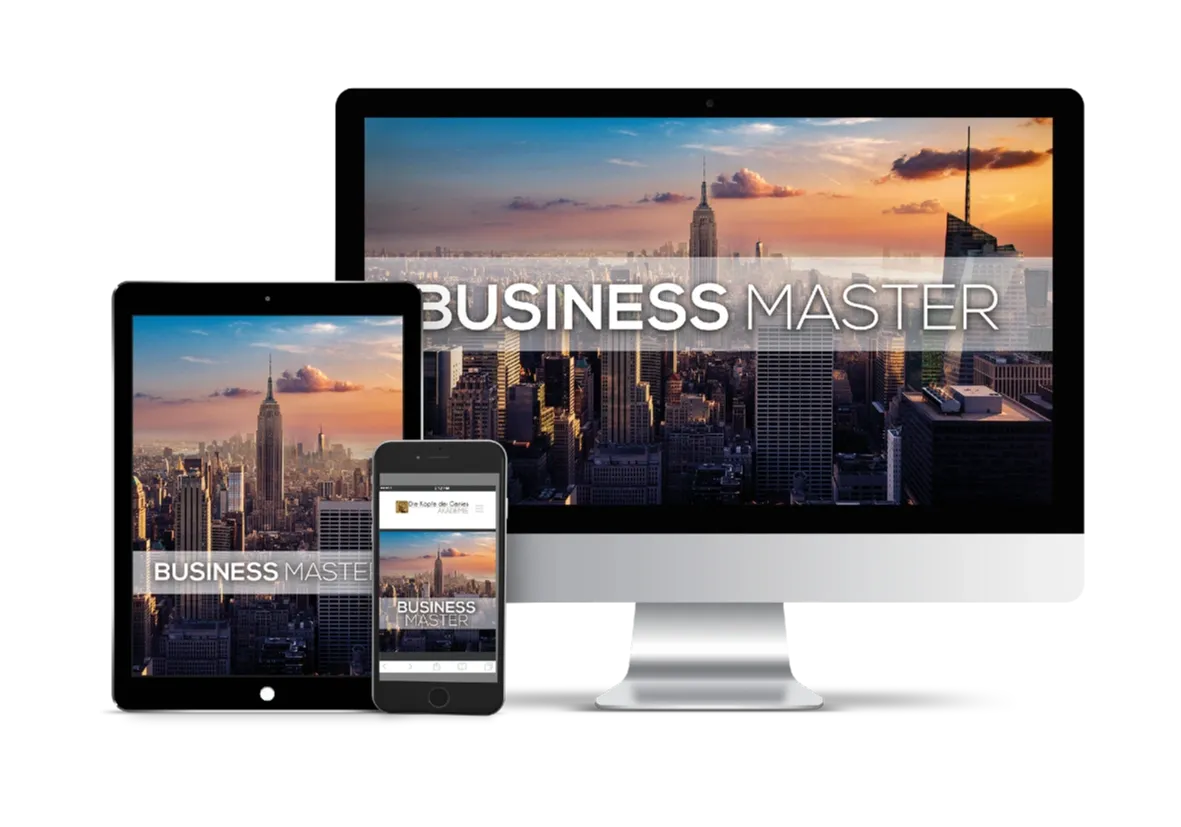 Business Master Kurs auf mehreren Geräten: Desktop, Tablet und Smartphone mit responsive Design