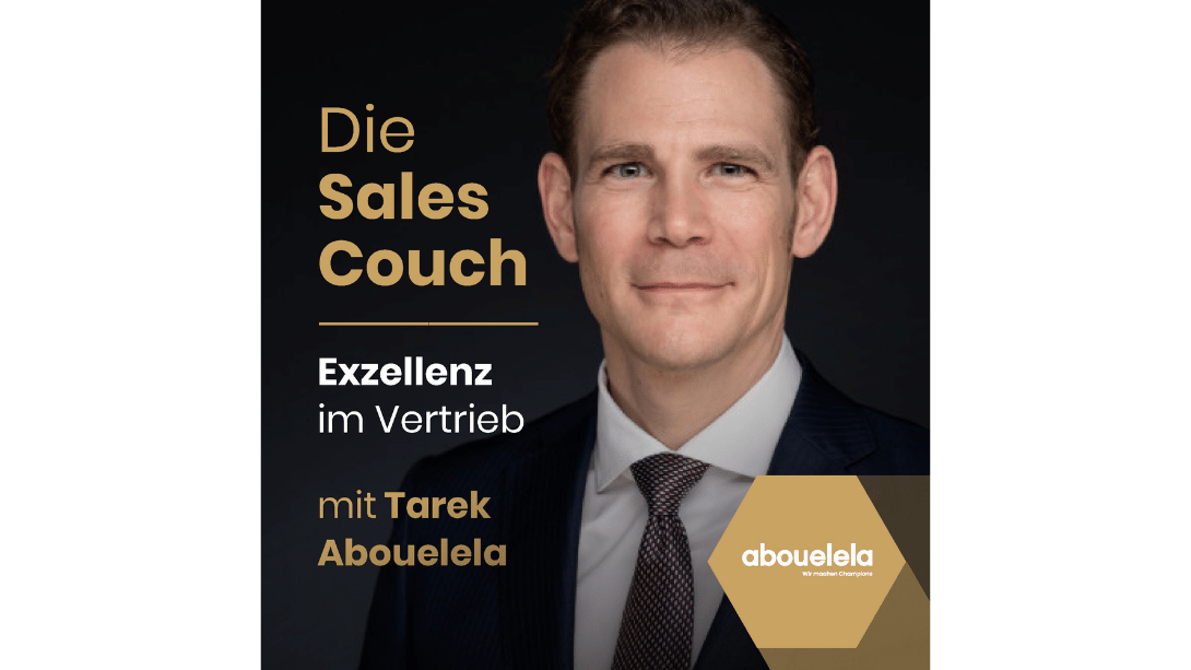 Die Sales Couch Banner mit Tarek Abouelela auf schwarzem Hintergrund