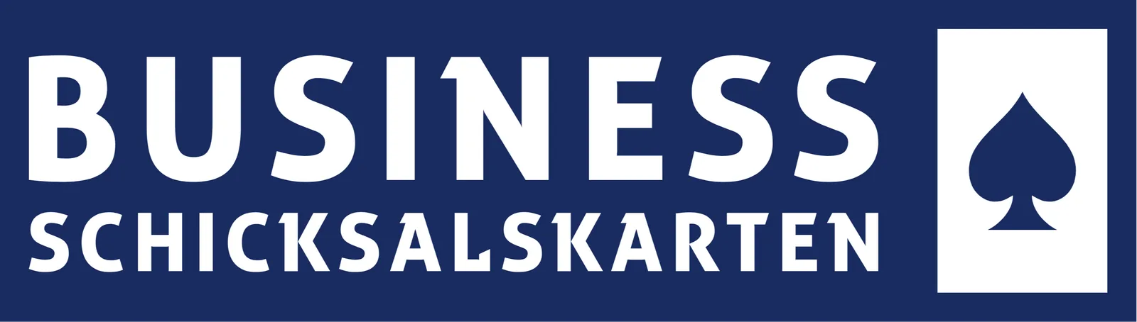 Logo-Banner mit Business Schicksalskarten Branding und Pik-Symbol