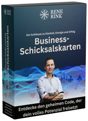 Business-Schicksalskarten Produktbox mit Rene Rink und Tarot-Kartenmotiven
