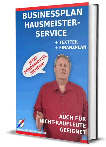 Buchcover Businessplan Hausmeisterservice mit Mann im roten Hemd, Größe 350×485 Pixel