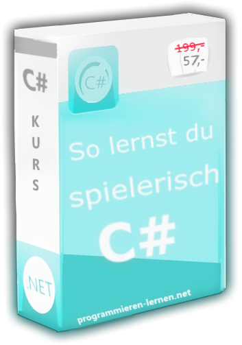 C# Programmieren lernen Kurs-Box mit Turquoise Design und C#-Logo, Preis 57 Euro