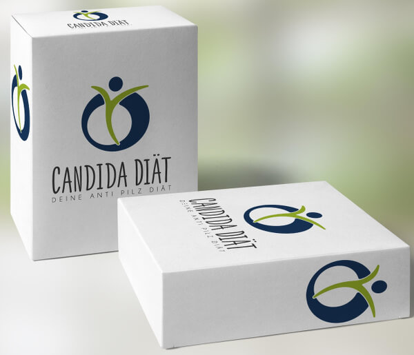 Candida – Mitgliederbereich mit Rezepten 2 Produktverpackung Candida Diät Anti Pilz Online Programm mit Logo und Schachteln