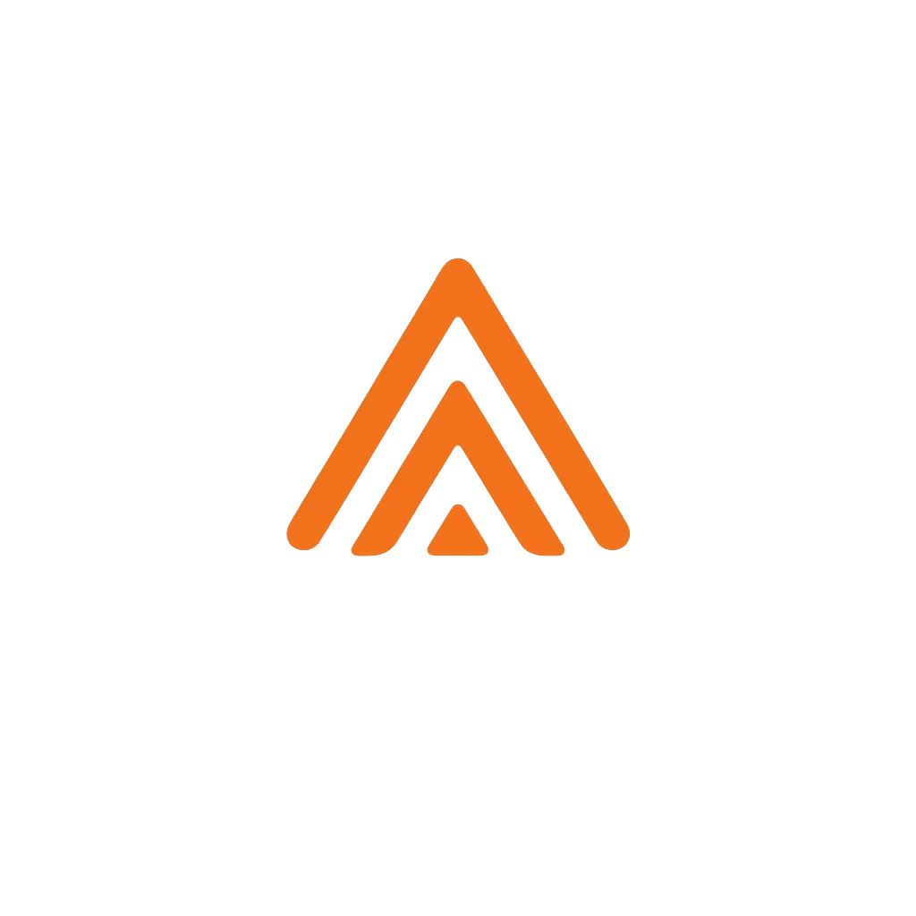 Cash-Buffer System – 14-Tage Geldmanagement für Freelancer 2 Orange gestapelte Dreiecke-Symbol für Cash-Buffer System, minimalistisches Finanz-Logo