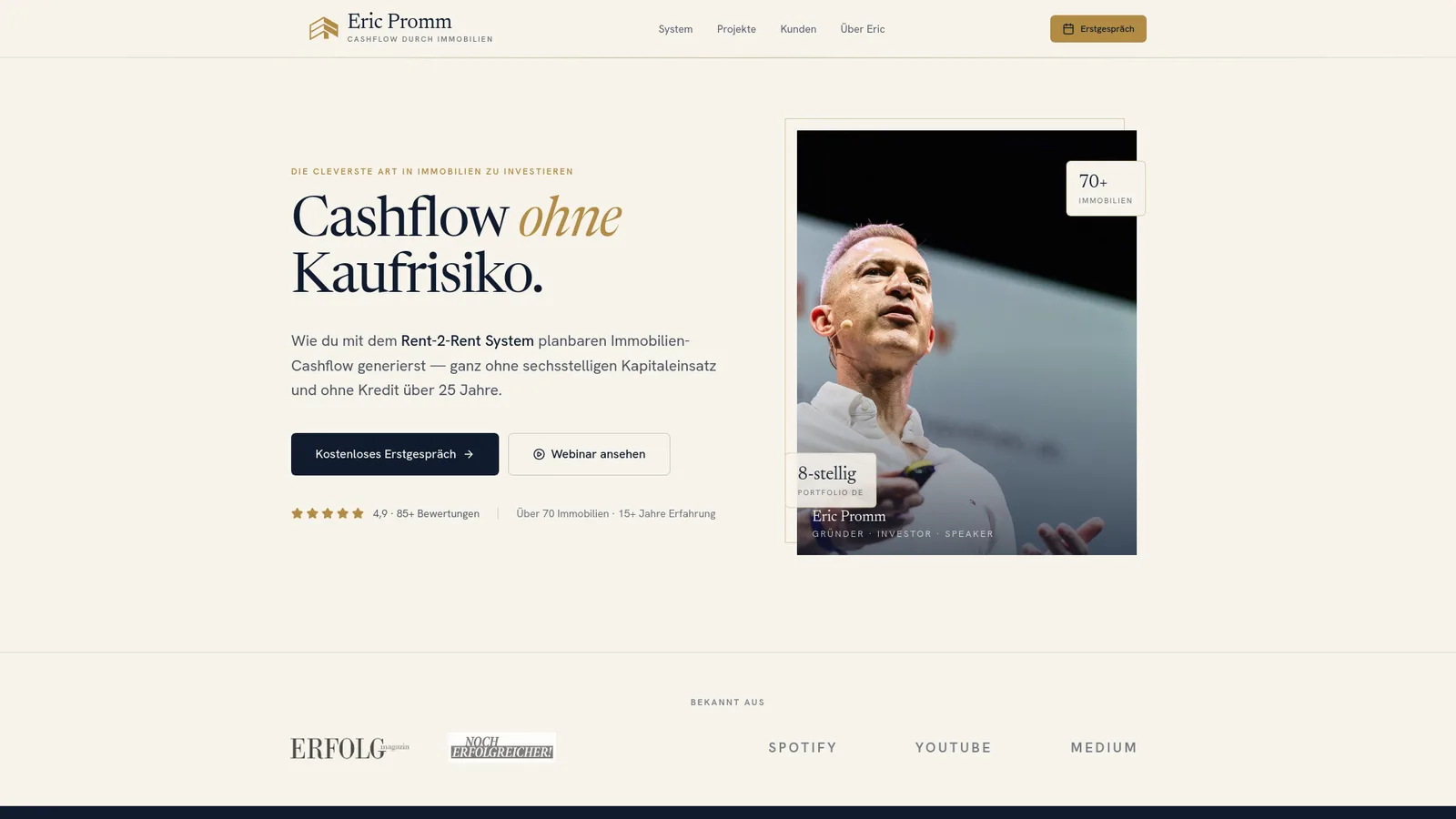 Eric Promm präsentiert den Cashflow Plan, Coaching zum Rent-2-Rent System