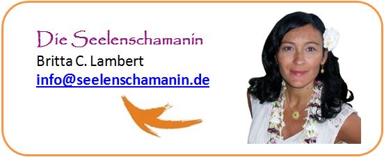 Kontaktkarte mit Name Britta C. Lambert, E-Mail-Adresse und Foto der Seelenschamanin