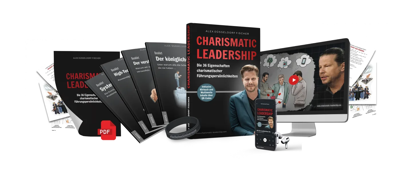 Charismatic Leadership – Praxisbuch über Führung 22 Mockup Bundle Charismatic Leadership mit Buch, Hörbuch, Online-Kurs, Workbooks und Zertifikat