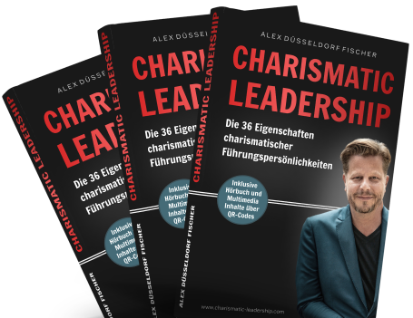 Charismatic Leadership – Praxisbuch über Führung 1 Drei Taschenbücher "Charismatic Leadership" von Alex Düsseldorf Fischer übereinander