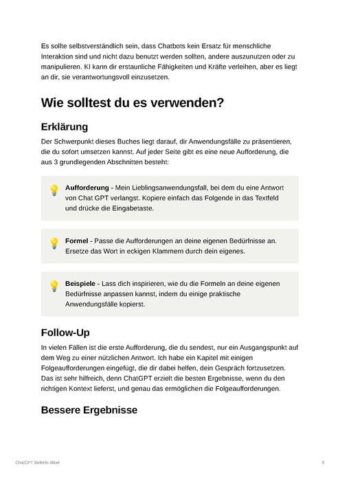 E-Book Seite Wie solltest du es verwenden mit Erklärung, Formel und Beispiele zu Aufforderungen und Follow-Up