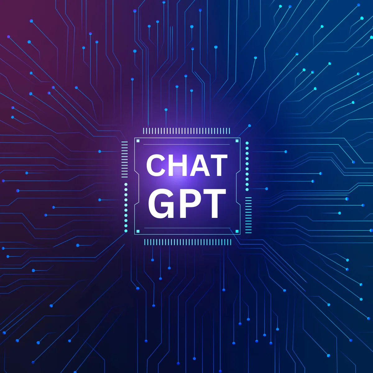 ChatGPT Logo in futuristischem Design mit leuchtenden Schaltkreisen und Netzwerk-Elementen