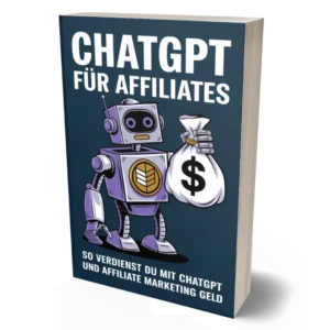 ChatGPT für Affiliates eBook-Cover von Michael Kotzur mit Roboter-Illustration