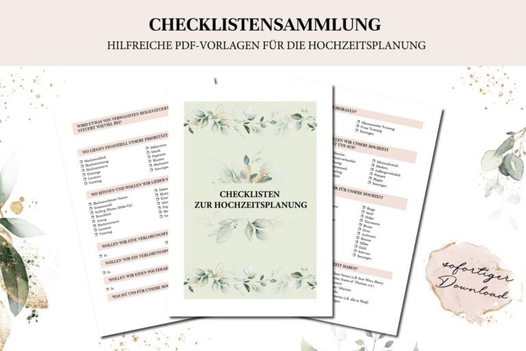 Checkliste Hochzeitsplanung – PDF-Sammlung zum Ausdrucken