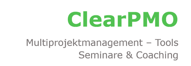 ClearPMO Logo mit Untertitel Multiprojektmanagement – Tools Seminare & Coaching