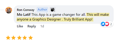 Testimonial von Ron Conway nennt ClickDesigns Game Changer für Grafik Designer mit 5 Sternen