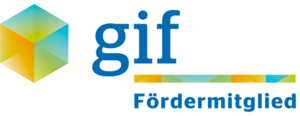 gif-Logo Föedermitglied mit gelbem Würfel und blauer Schrift