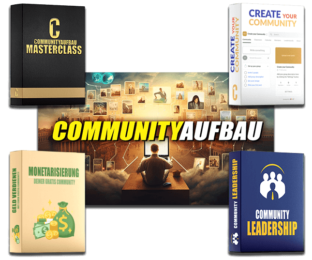 Schwarze Box der Communityaufbau Masterclass mit goldenem C-Logo und Goldband