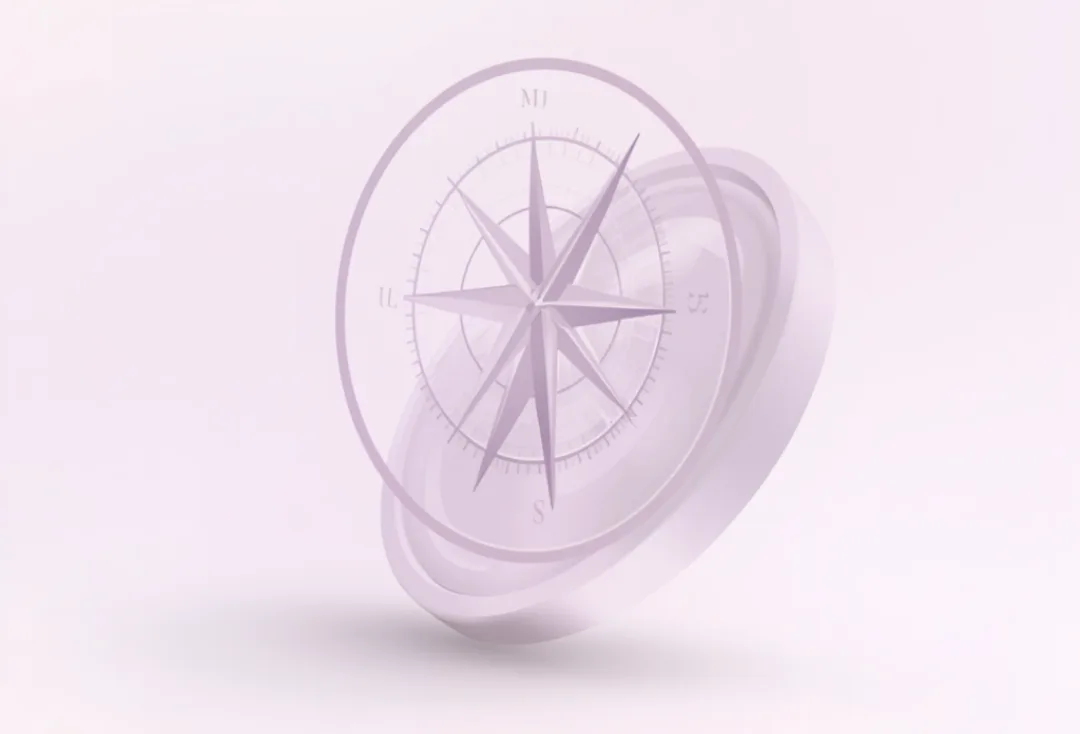 Kompass-Symbol in minimalistischem Design auf hellem Hintergrund