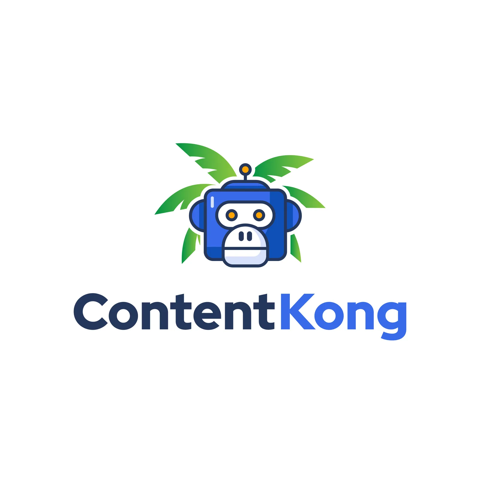 Content Kong Logo mit Mascot und Text in vertikalem Layout auf weißem Hintergrund