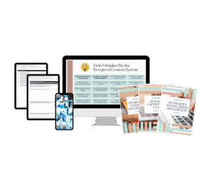Contentboost Mockup mit Laptop, Tablet, Smartphone und Vorlagen für Evergreen Content System