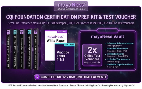 CQI Foundation Certification Prep Kit kompakte Vorschau mit allen Komponenten und mayaNess Vault-Übersicht