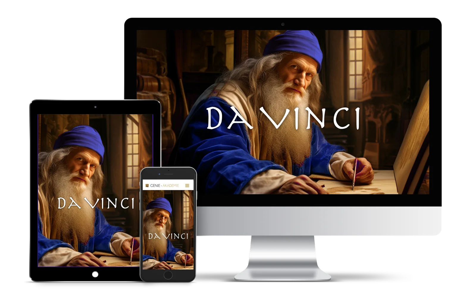 Da Vinci Master – Videokurs für Schnelllesen von Maxim Mankevich 8 Da Vinci Master Kurs Mockup auf Desktop-, Tablet- und Smartphone-Bildschirmen