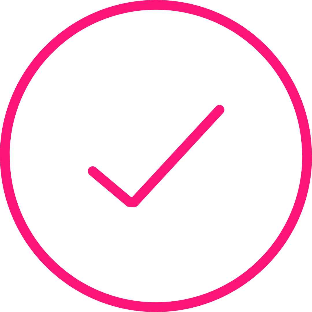 Haken-Symbol in Pink im Kreis auf weißem Hintergrund