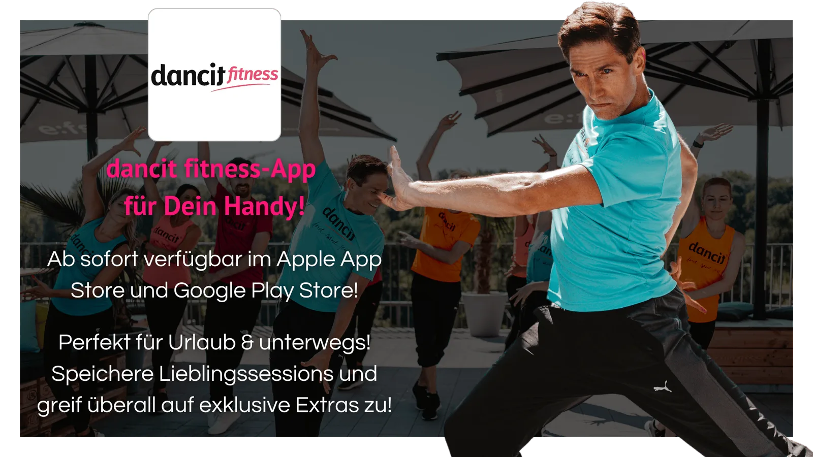 dancit fitness-App mit Christian Polanc und Tanzkurs-Werbung