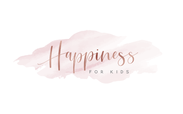 Logo Happiness2 mit rosa Aquarell-Elementen und Schriftzug