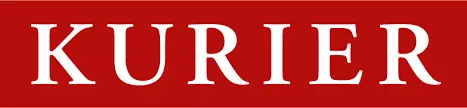 Kurier Zeitungslogo in Weiß auf rotem Hintergrund