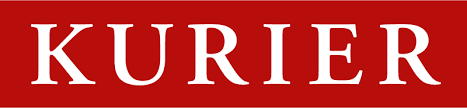 Kurier Zeitungslogo in Weiß auf rotem Hintergrund