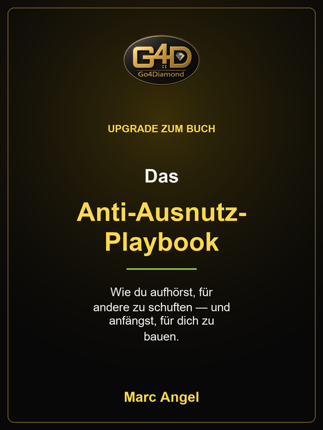 Das Anti-Ausnutz-Playbook Upgrade zum Buch Cover mit Go4Diamond-Logo und goldener Schrift auf dunklem Hintergrund