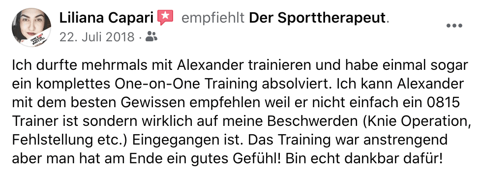 Kundenstimme von Liliana Capari über One-on-One Training