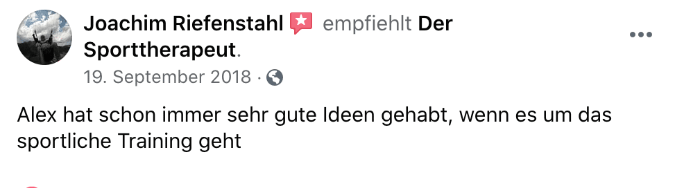 Kundenstimme von Joachim Riefenstahl über sportliches Training
