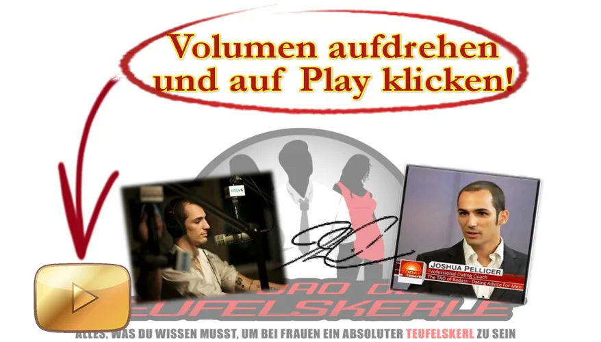 Anleitung mit Play-Button und Video-Testimonials von zwei Männern