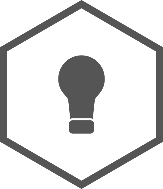 Icon Glühbirne im Sechseck für Ideen und Innovation