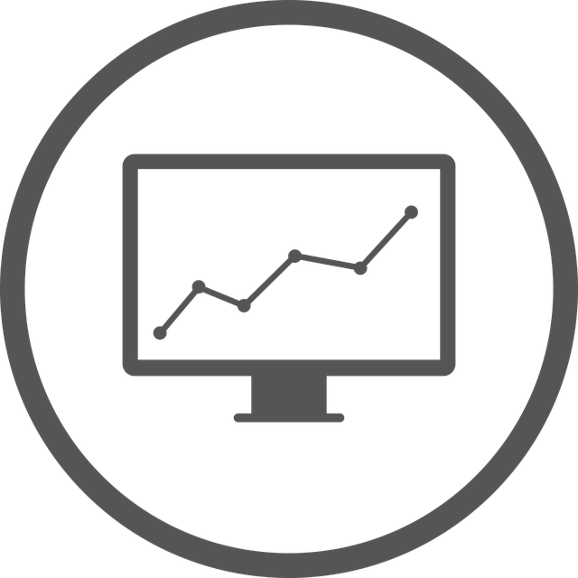 Icon Monitor mit aufsteigender Gewinnkurve für Datenvisualisierung und Erfolgsmetriken