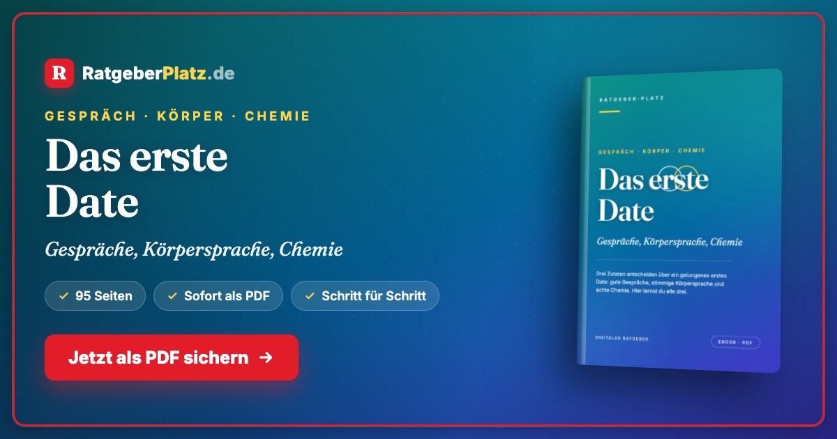 Hero-Banner für Das erste Date Ratgeber mit Buchcover und Angebotsinformationen