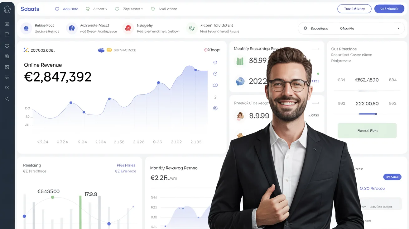 Millionenumsätze Dashboard mit Online-Revenue-Chart und Business-Metriken