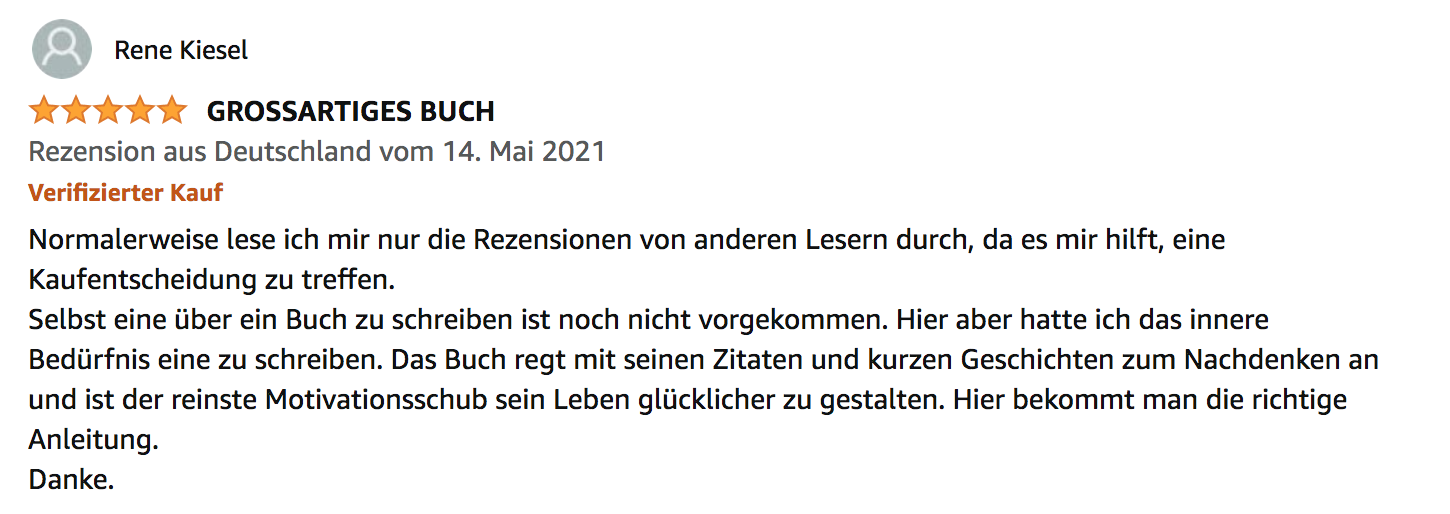 5-Sterne-Kundenbewertung von Rene Kiesel: Grossartiges Buch