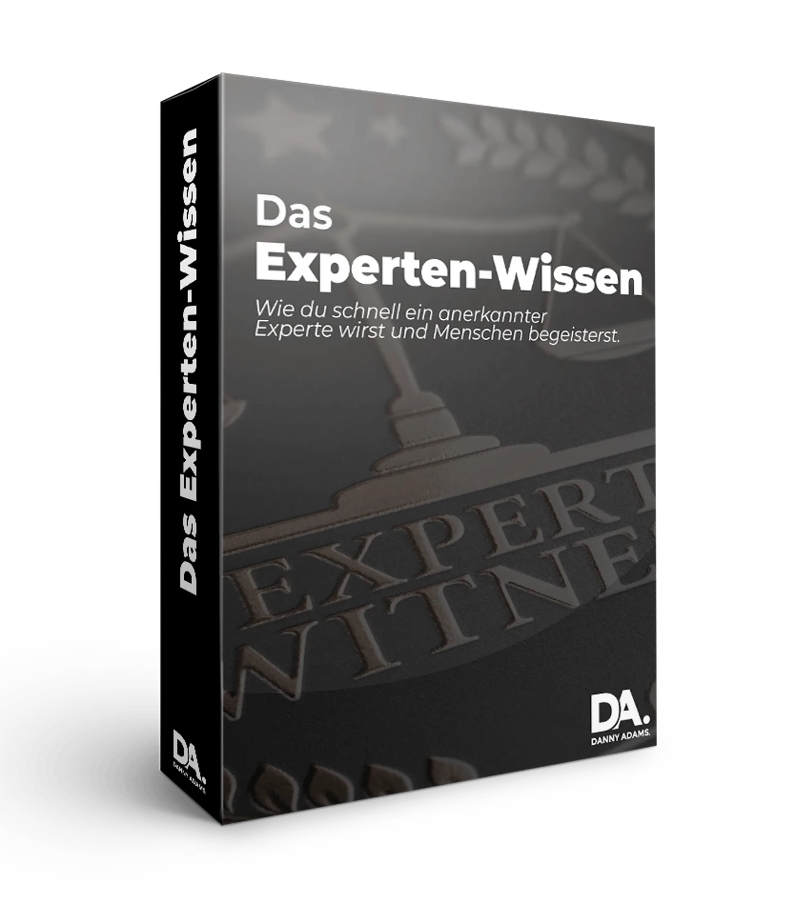 Boxcover Das Experten-Wissen mit Emblem-Motiv und Buchstaben auf grauem Hintergrund