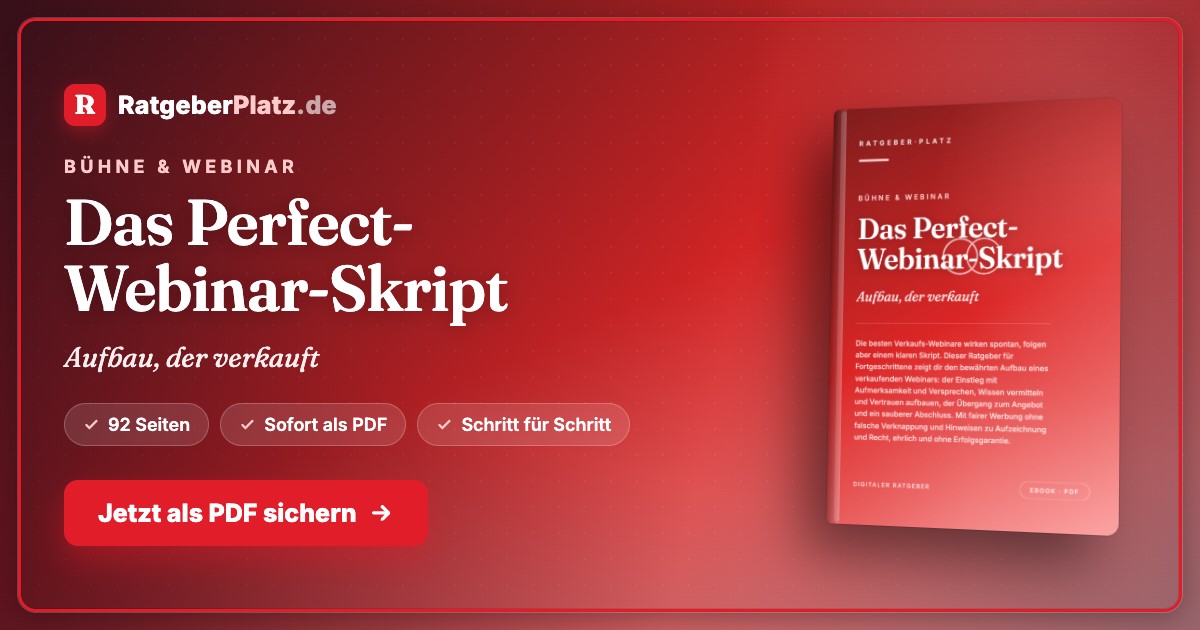 Hero-Banner für Das Perfect-Webinar-Skript mit rotem Hintergrund, Buchcover und Call-to-Action-Button