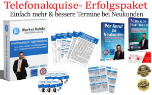 Produktbox Telefonakquise-Erfolgspaket von Markus I. Reinke mit Schulungsmaterialien, DVDs und Leitfäden