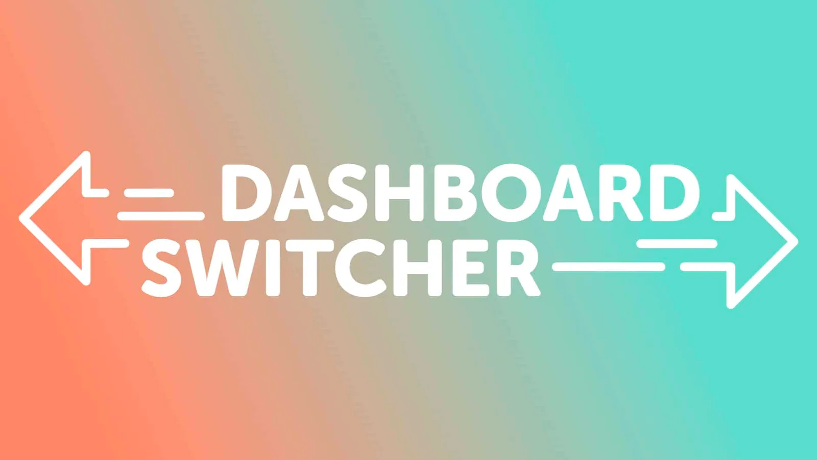 Dashboard Switcher Logo mit Pfeilen auf Gradient-Hintergrund von Koralle zu Türkis