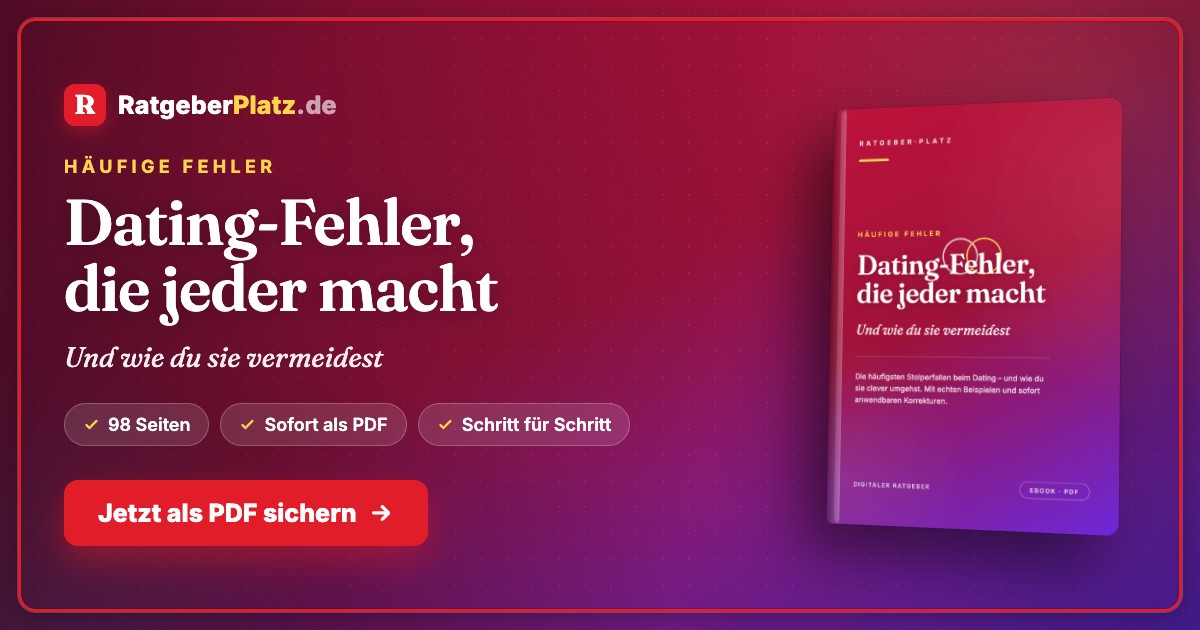Hero-Banner mit RatgeberPlatz Logo und Buchtitel Dating-Fehler vermeiden