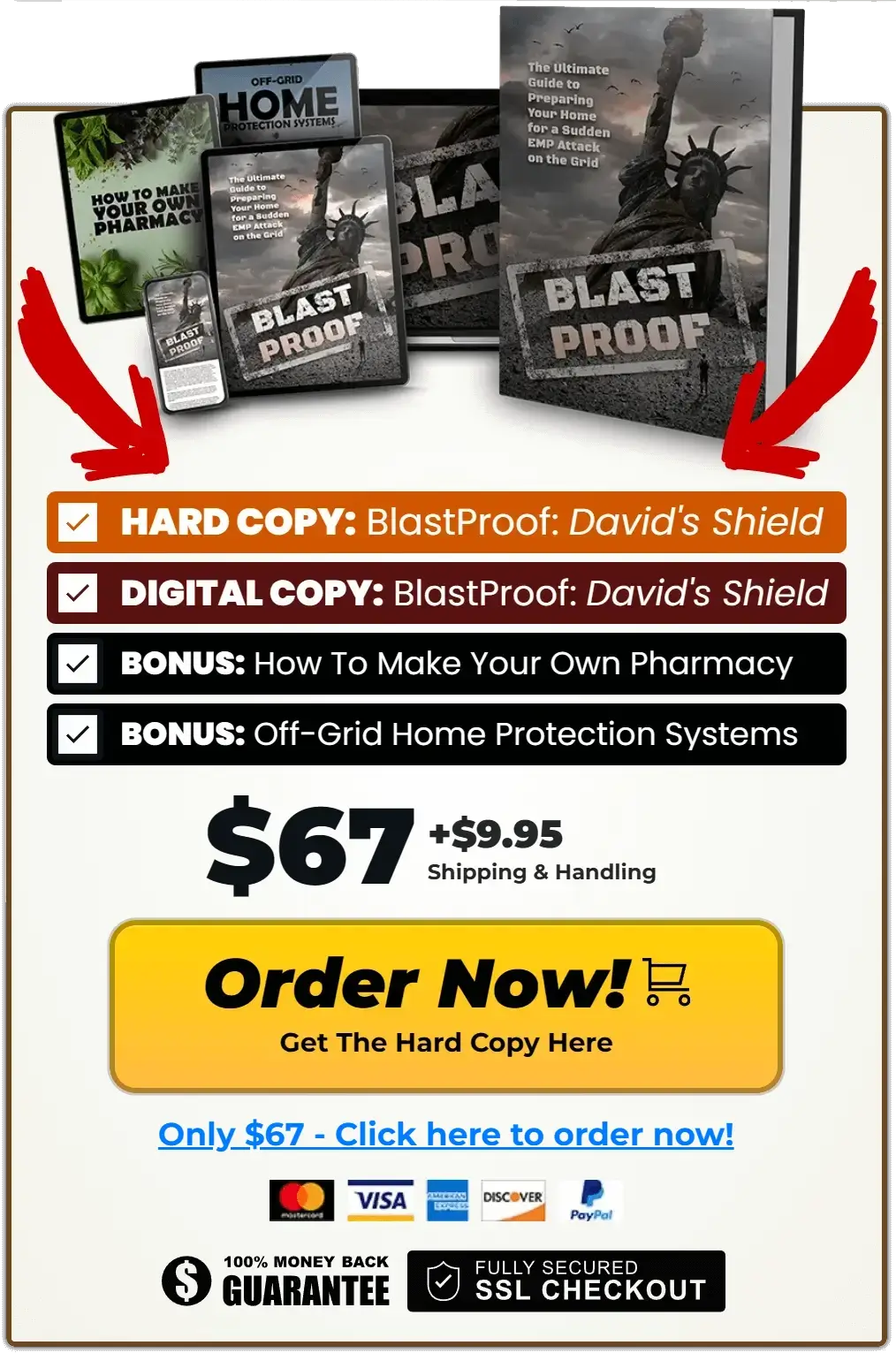 David's Shield Bundle Bestellung: Hardcover, digitale Kopie, Bonus-Guides Pharmacy und Home Protection Systems für $67 plus V