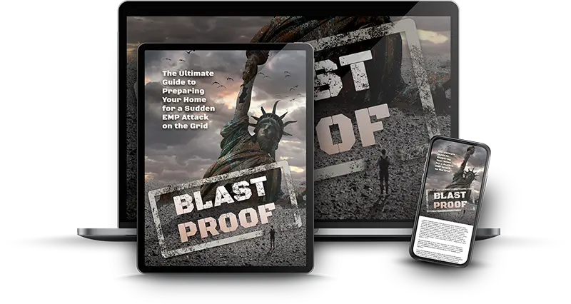 David's Shield Blast Proof Buch auf Laptop, Tablet und Smartphone mit präparierten Statuen