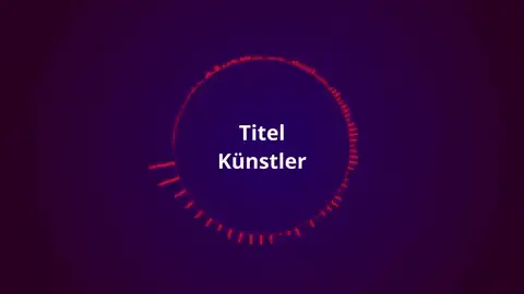 Gepunkteter roter Neon-Kreis-Visualizer mit Textplatzhalter auf violettem Hintergrund