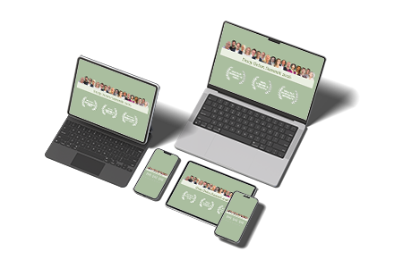 Mockup des Kongresspakets auf Laptop, Tablet und Smartphone in grünem Design