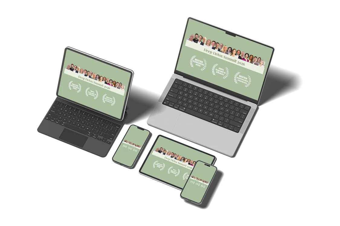 Mockup Deep Detox Summit 2026 auf Tablet, Laptop und Smartphone
