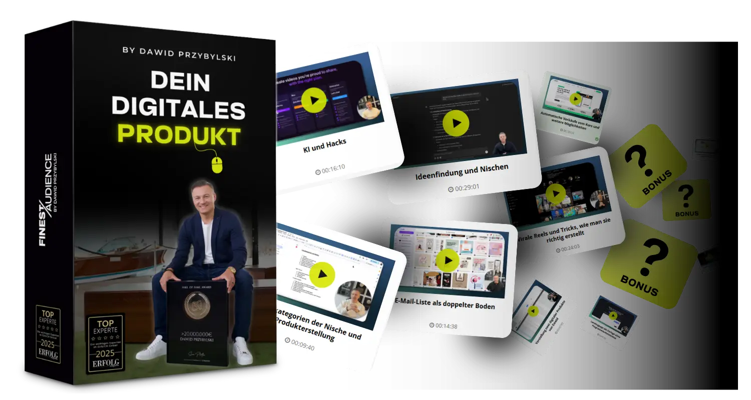 Produktabbildung von Dein Digitales Produkt mit Kursmaterialien und Bonusmodulen